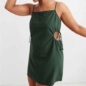 Side Tie Green Cut Out Mini Dress